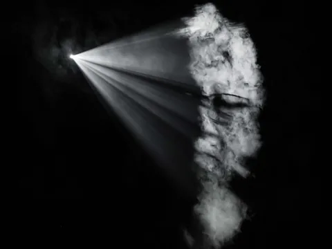 Light projected through mist for Taiji Terasaki’s Transcendients installation